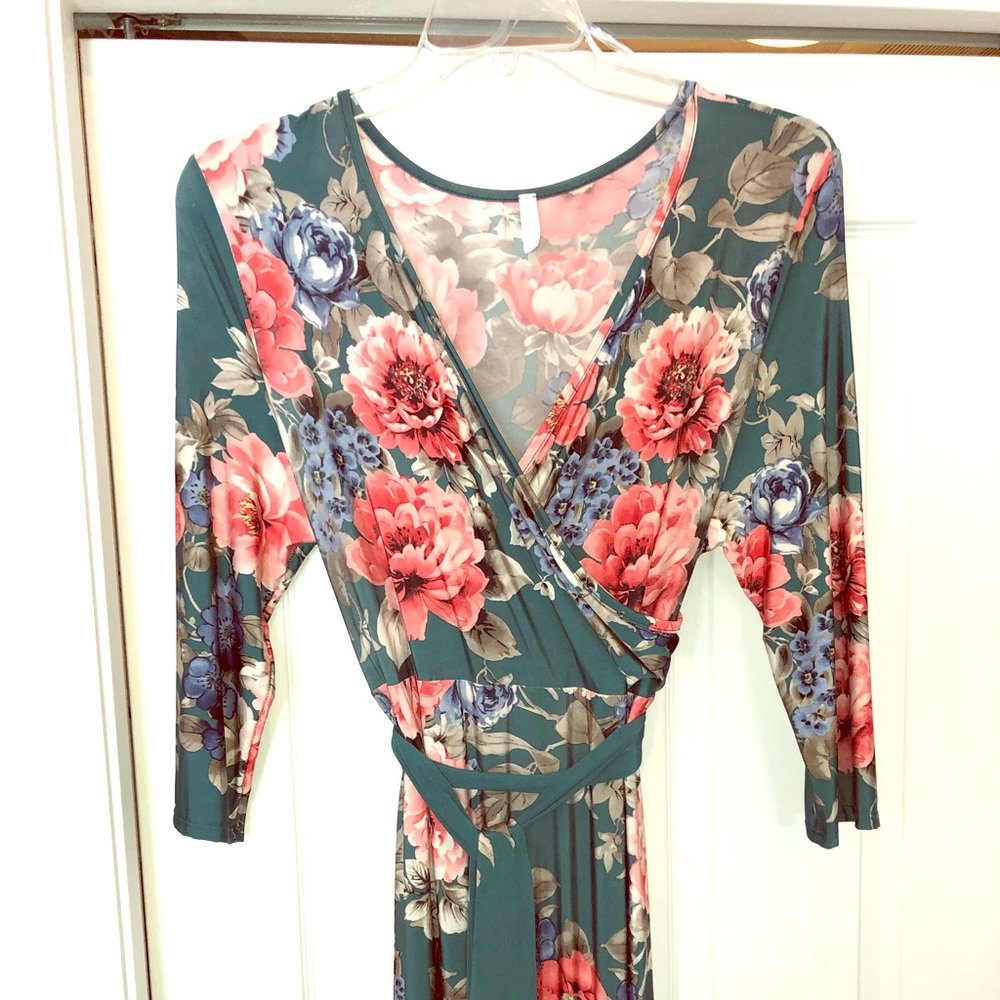 PinkBlush plus size maternity maxi wrap dress